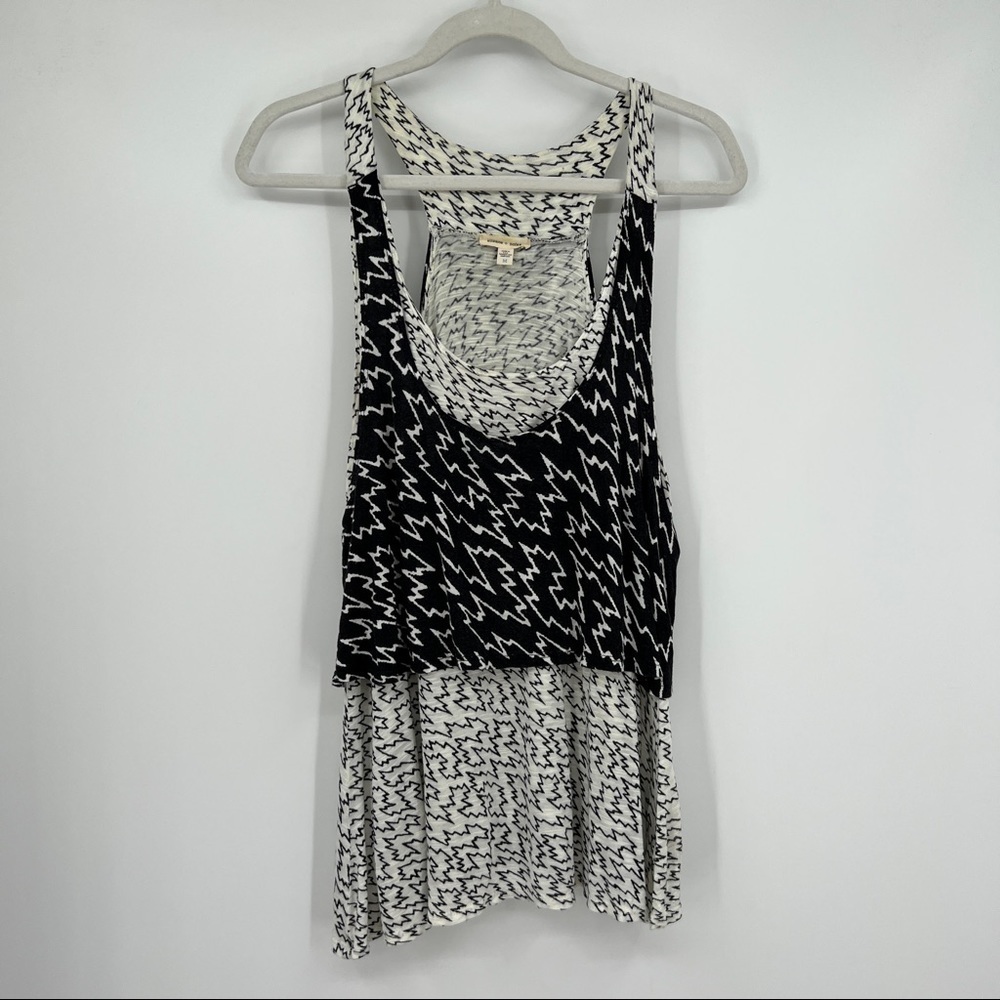 Silence + Noise Zig Zag Eclectic Layered Relaxed Racerback Sleeveless Tank Top